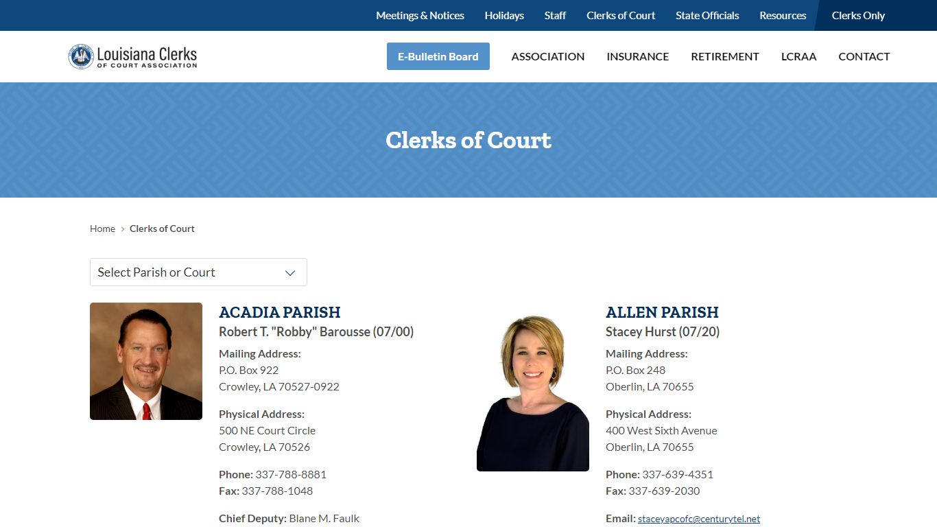 Clerks of Court - LA Clerks of Court Association